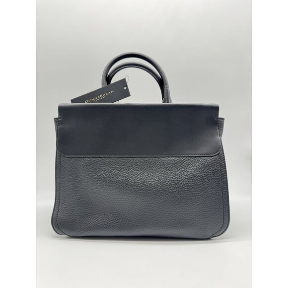 Donna Karan NY Oceanside leather women's large satchel bag -Black(No long strap) - Picture 11 of 12